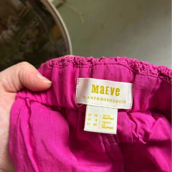 Anthropologie Maeve Solid Eyelet Crochet Top and Shorts Set - Fuchsia - Picture 4 of 8